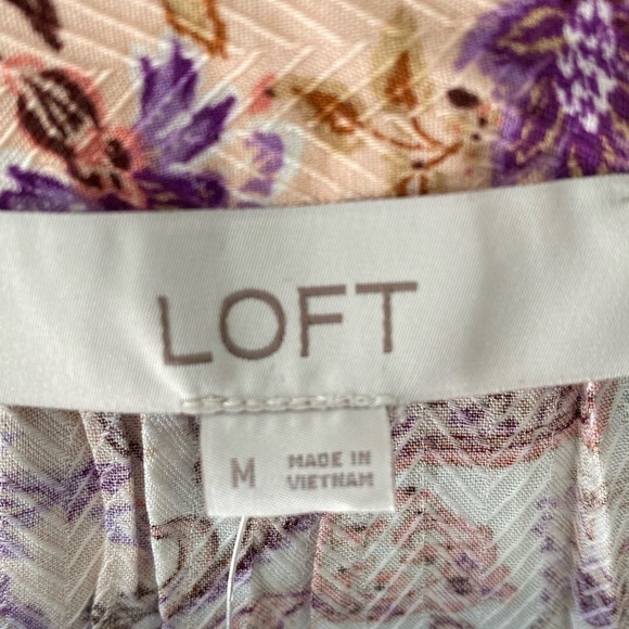 LOFT Size M Striped Pastels Floral Patterned Long Sleeve Button Blouse Top NWT - Picture 5 of 9